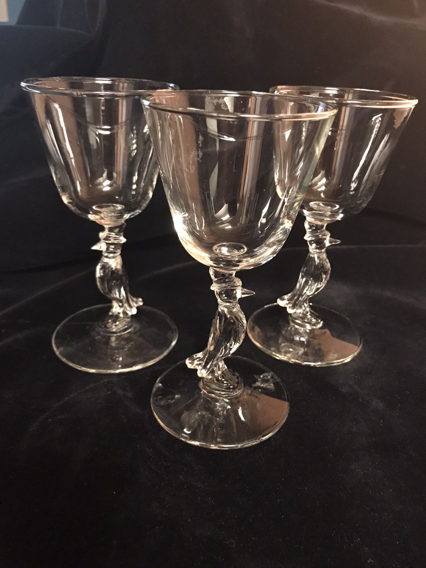 Old Crow wine glasses by Libbey (3) 1960’s