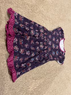 Matilda Jane purple floral dress with pink polka dot trim, size 10