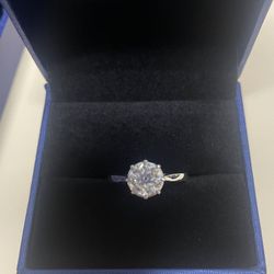 Silver Moissanite OEC 7mm 1.2ct Ring Size 6.5 