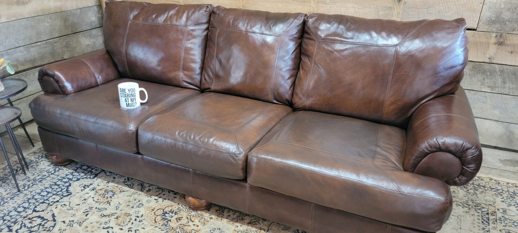 Ashley Furniture brown genuine leather sofa