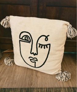 World Market Face Throw Pillow w Tassles