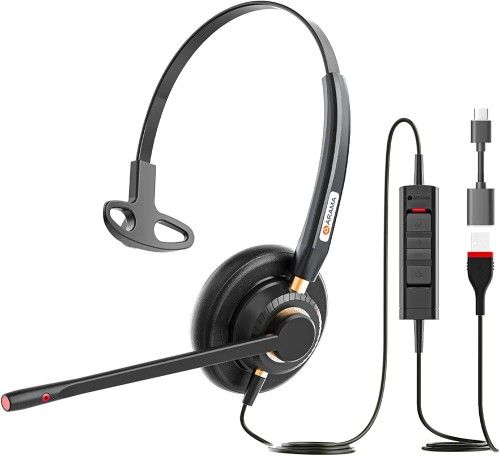 USB Headset with Microphone for Pc Noise Cancelling & Audio Controls Ultra Comfort USB Headphone for Computer Laptop Pc Business Skype UC Webinar Call
