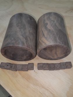 Hand Crafted Black Walnut Dice Cup Set
