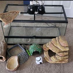 Terrarium for Lizard Lights and shelters