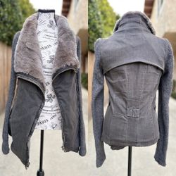Helmut Lang gray rabbit fur winter jacket coat size S small sample sale