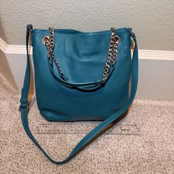 Michael Kors Teal Jet Set Chain Leather Shoulder Bag