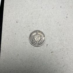 Central America 20 Cents,  1915 Silver Coin