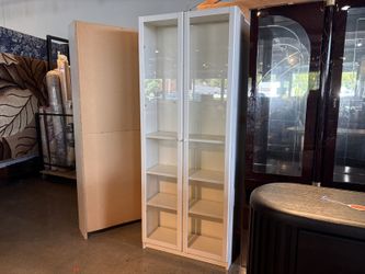 IKEA Bill Bookcase in White with Glass Doors