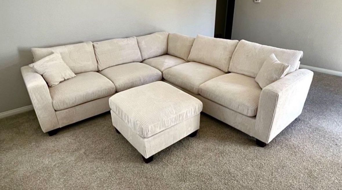 Sectional Sofa Set With Ottoman