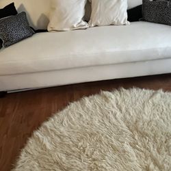 Vintage White Sofa With Pillows 