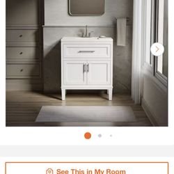 Chesil 30in. Single Sink Freestanding White Bath Vanity with Bianco Bella Quartz Top Assembled