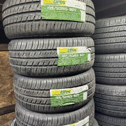 SET OF FOUR NEW TIRES 195/50/15 TBB TIRES INCLUDING MOUNT AND BALANCE, ASK ME FOR ANY SIZE AND BRAND