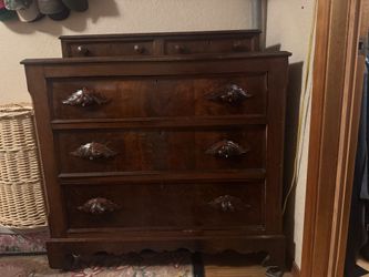 Antique Wooden Dresser with Glove Box