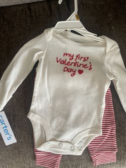 Newborn My First Valentines Day Carters Body Suit And Pant Set NWT