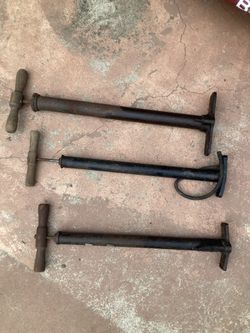 Three Vintage Wood Bicycle Pumps