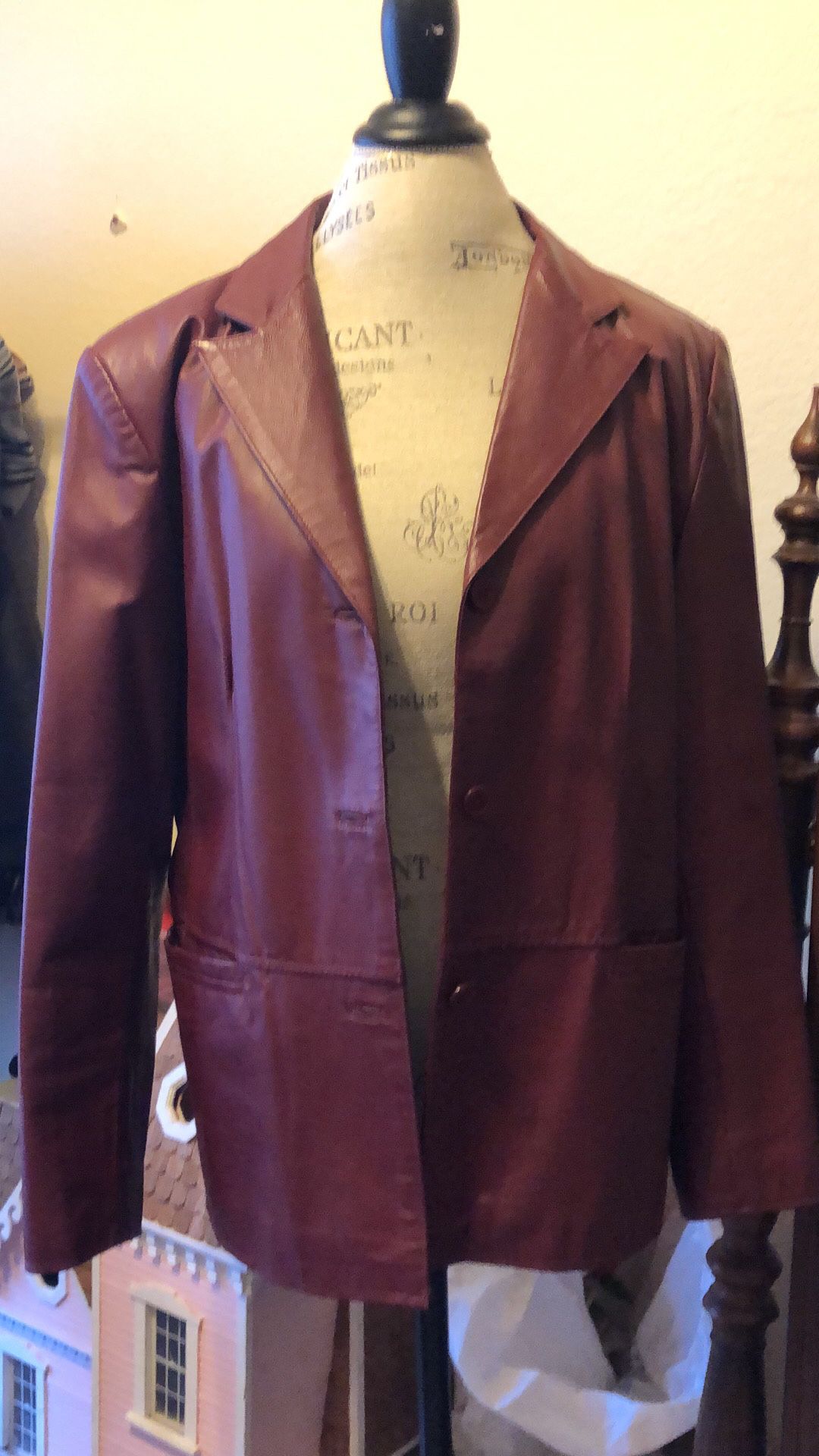 Maroon leather jacket