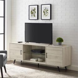 Walker Edison 70-inch Mid-Century Modern TV Stand in Birch. 