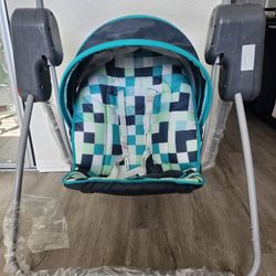 Baby Bouncer  Fisher-Price On-the-Go Baby Swing Pixel Forest, Travel Seat