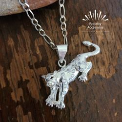 Sterling Silver 925 Chain With Jaguar Pendant