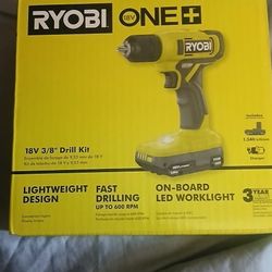 New Ryobi 18V 3/8" Drill Kit