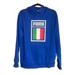 The Puma Men's World Cup Fleece Blue Sweatshirt Hoodie in Size M