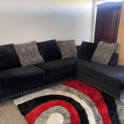 Black Sectional Rhinestone Couch