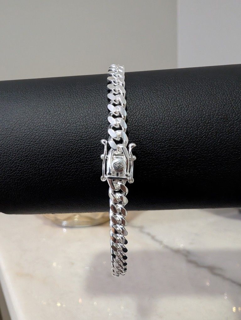 Solid Italian .925 Sterling Silver Miami Cuban Bracelet 