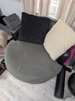 Gray Round Swivel Accent Chair