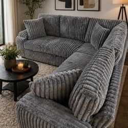 Brand New Corduroy Sectional Sofa w/ Pull-Out Sleeper Bed ! 🛋️✨