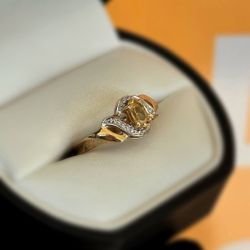 Jewelry 10k solid yellow gold citrine stone 0.50CTW ring sz 7.00