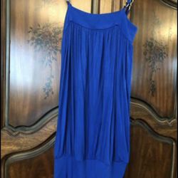 Royal blue little dress with gold chain straps, size small
