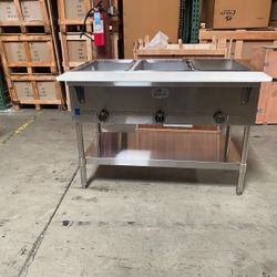 44 Inch Three Pan Commercial Natural Gas Propane Restaurant Food Buffet Steam Dry Warmer Station