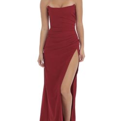 Lucy in the Sky Strapless Corset Maxi Dress  - Red, XXS
