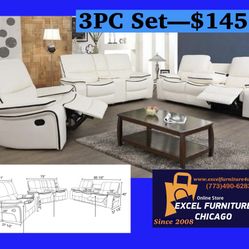 💥FREE DELIVERY💥Brand New   3PC Reclining Sofa Loveseat Chair Set 