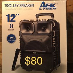 Aek CyBer 12” Bluetooth Rechargeable Speaker With Microphone And LED Display Lights 🔊🎶🎤🎶
