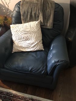 Blue Leather Chair with reclining top
