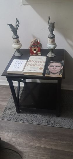 Black X-Frame End Table