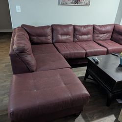 Red Leather Sectional FREE