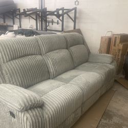 New Reclining Couch.  Grey Soft Corduroy Fabric.  Free Delivery!