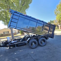 HEAVY DUTY 8 LUGS TIRES 14x8x4-12x8x4 SCISSORS HOIST SYSTEM CAPACITY 7 TON,SET RAMPS,ROLLING TARP,SPARE TIRE, 4 WHEELS ELECTRIC BRAKES, LED LIGHTS,ADJ
