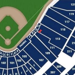Padres Vs Giants Baseball Game 2 Tickets, Close To The Field, Behind First Base