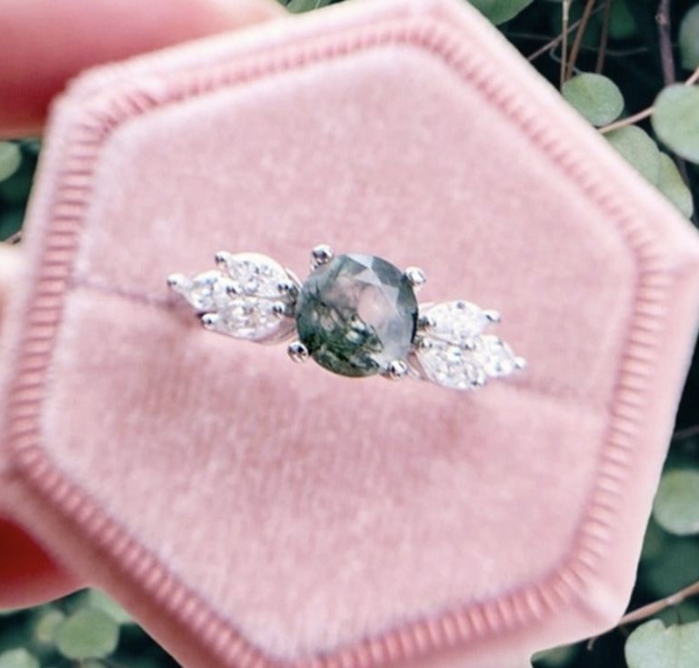 Moss Agate Ring S925 Sz 5,6,7