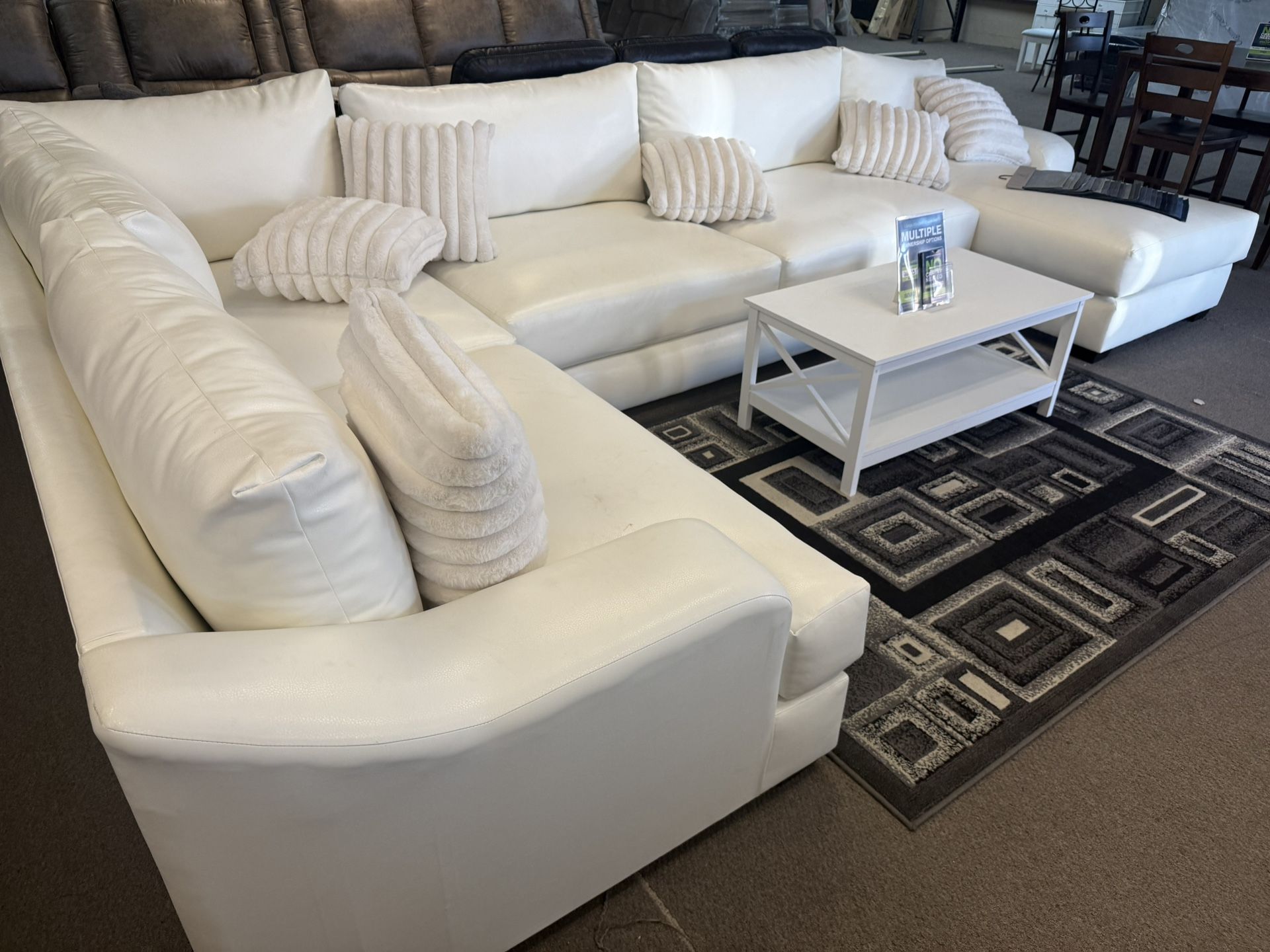 NEW WHITE LEATHER SECTIONAL CLOSEOUT $1799