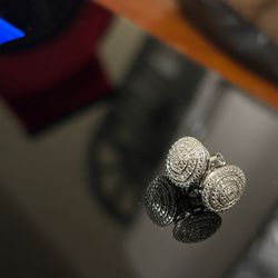 Zales 925 Sterling Silver Diamond Accent Double Beaded Frame Stud Earrings﻿ 