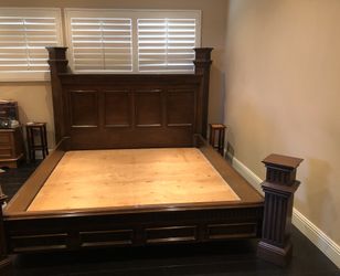 Cal king solid wood bed frame