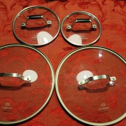 4 Calphalon Glass Lids 10", 10", 7", 6"