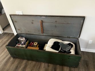 Antique Large Wooden Storage Trunk Chest