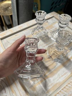 4 Vintage Glass  Candle Holder 