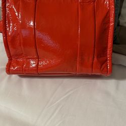 Metallic Leather Red Marc Leather Tote Bag (small)