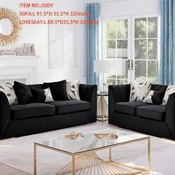 New Black And Gold 2PC  Sofa & Love Seat